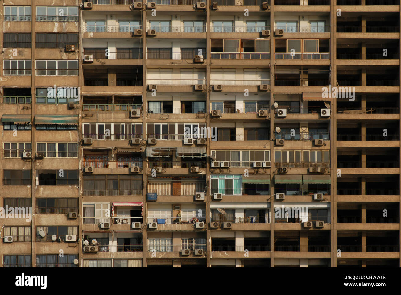 Apartment buildings on the embankment of the Nile in Cairo, Egypt Stock