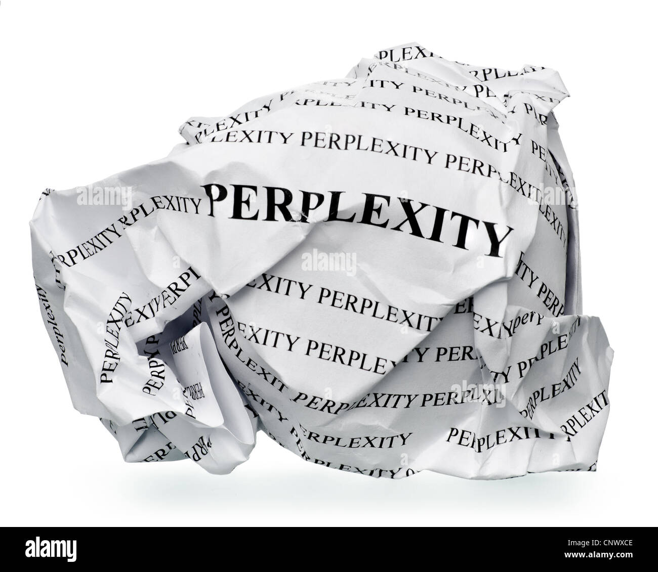 paper ball with text " perplexity " and clipping path on a white background Stock Photo