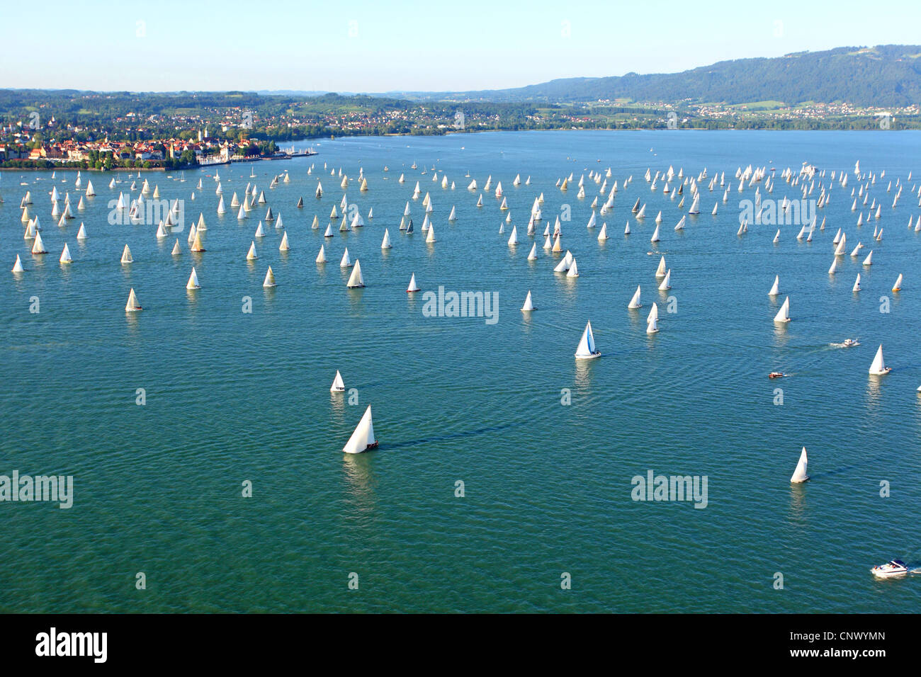 sailing regatta Rundum, sailing boats in front of Lindau, Germany, Bavaria, Lake Constance, Lindau Stock Photo
