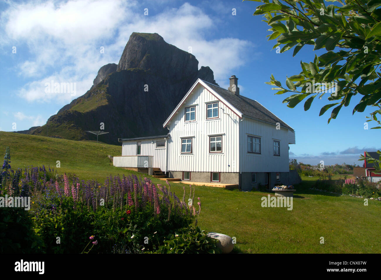 wooden house on Vaeroy, Norway, Lofoten Islands Stock Photo