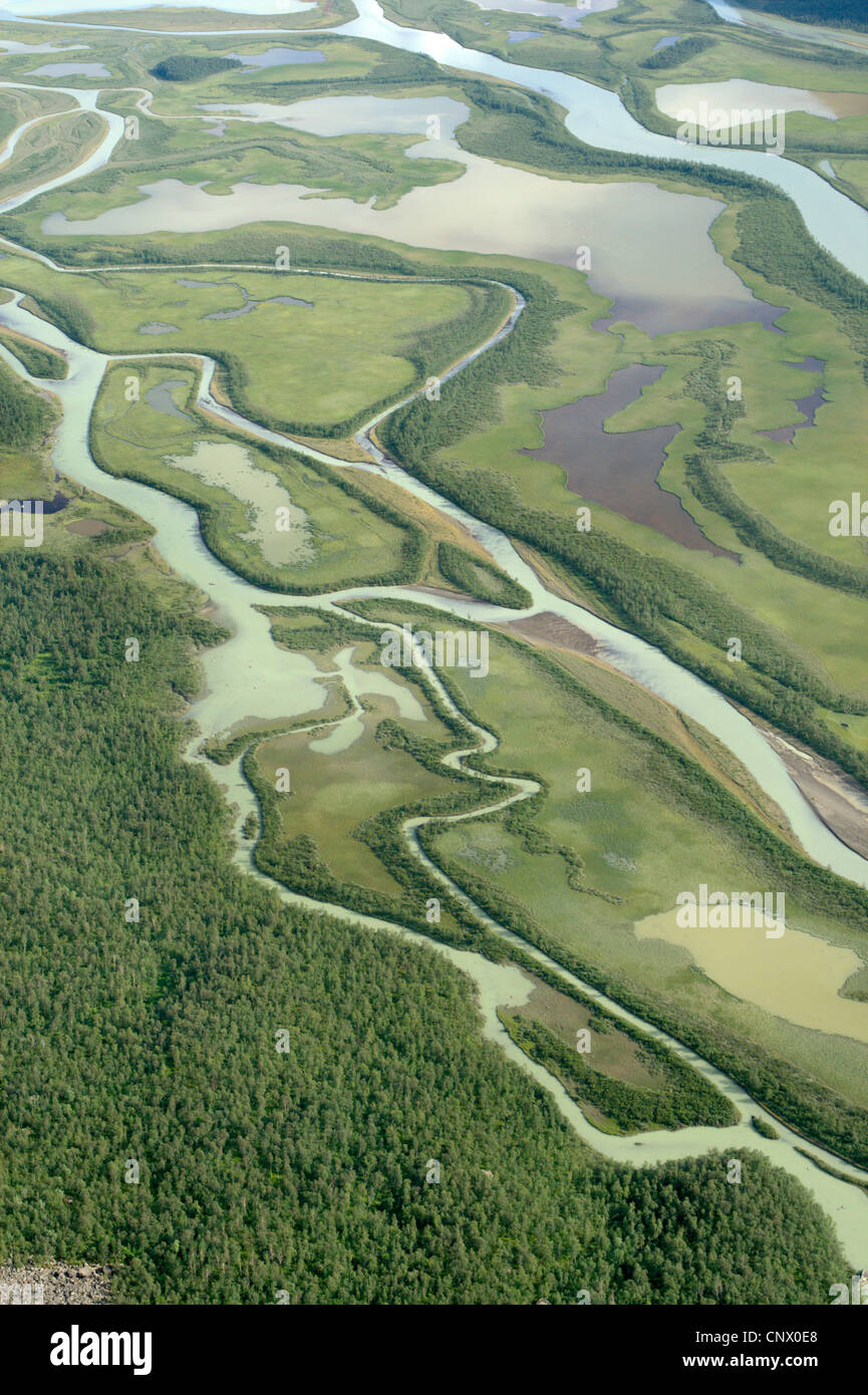 Rapa River delta in Rapa Valley, Sweden, Lapland, Sarek National Park Stock Photo