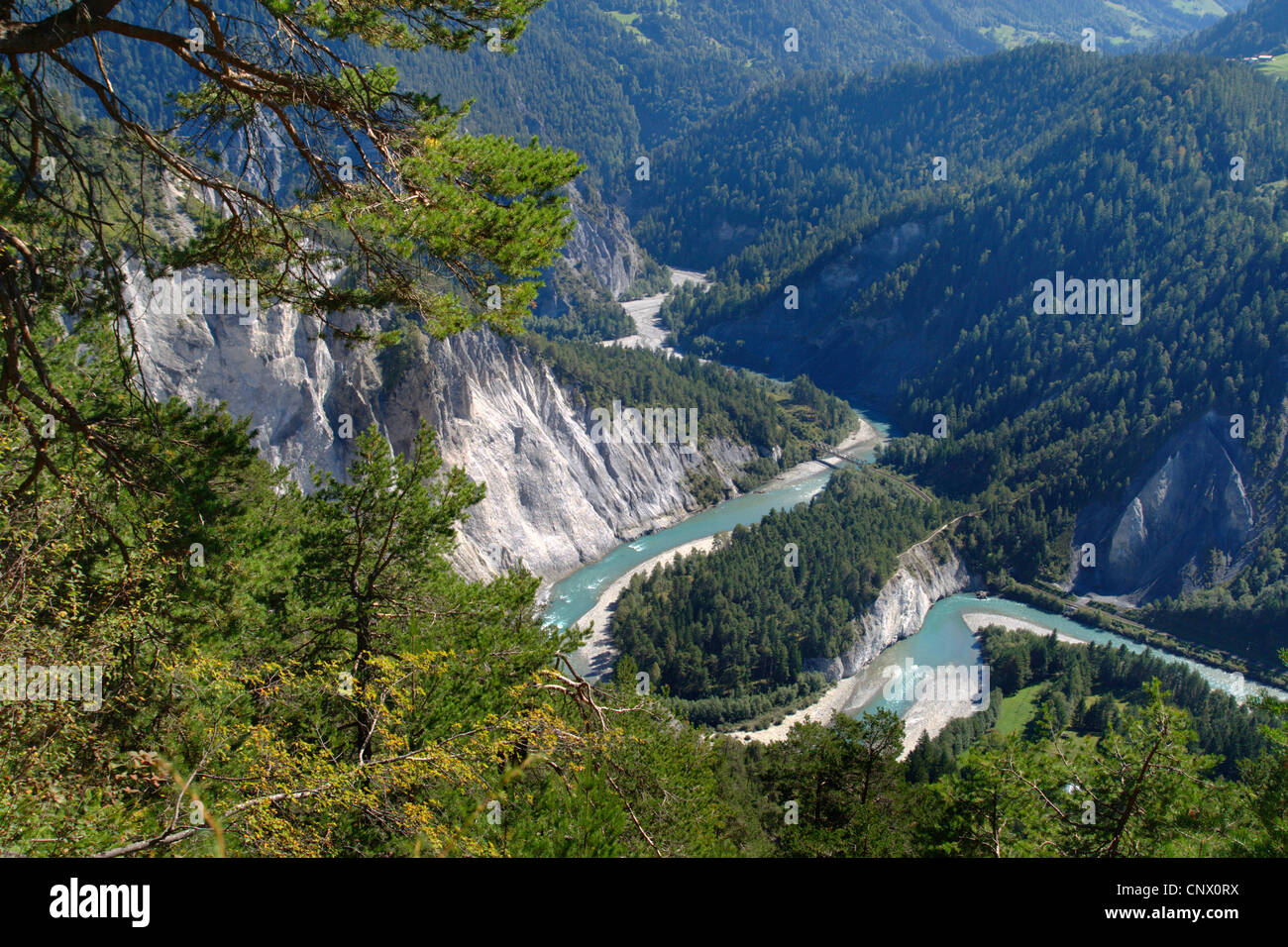 Rhine canyon at Films, Flimser Bergsturz, Switzerland Stock Photo