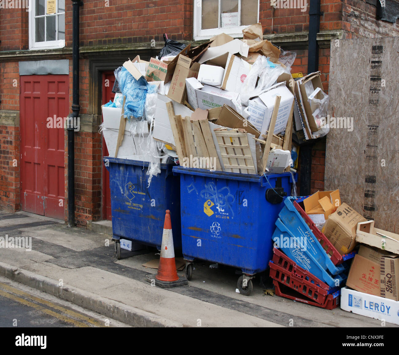 Overloaded rubbish bins, Stock Photo