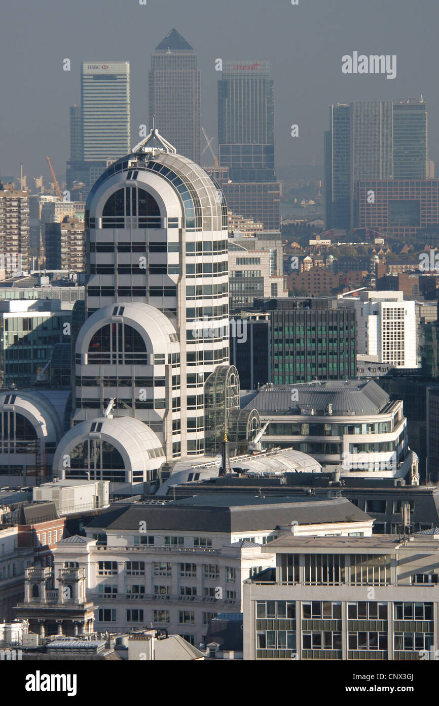 Image showcasing Canary Wharf, the major business district in London, England, UK, seen ...