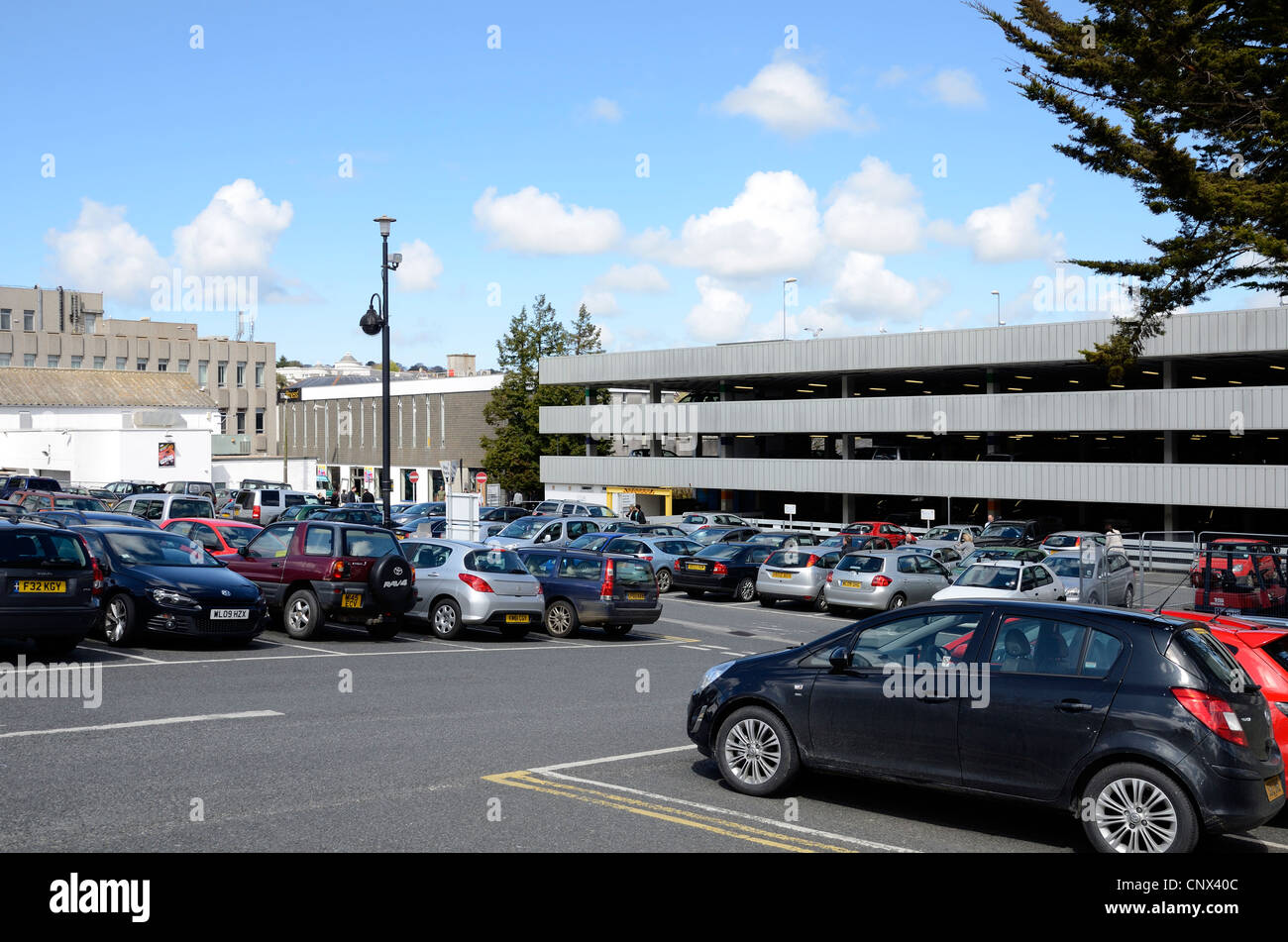 A council owned municipal car park in Truro, Cornwall, UK Stock Photo