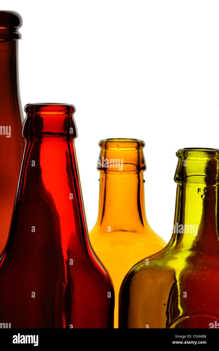 Bottles close-up isolated over white background Stock Photo