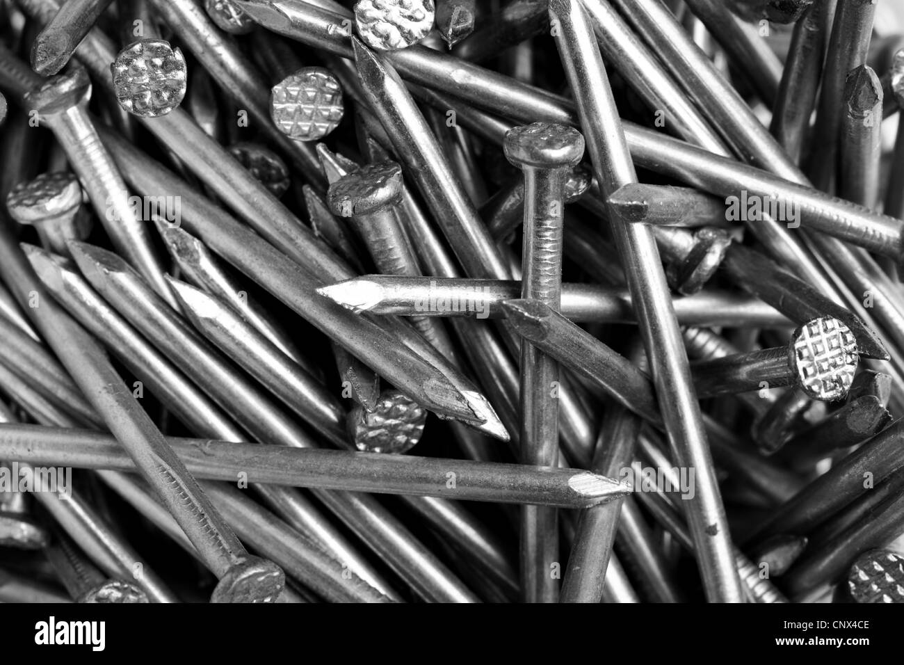 Heap of steel nails close up Stock Photo Alamy