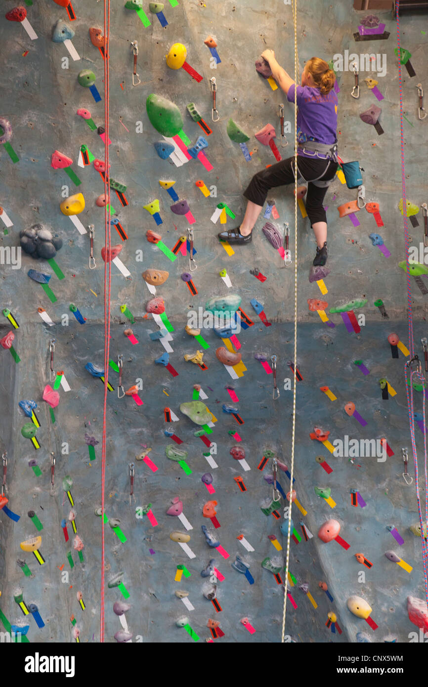 rock climbing at Brooklyn Boulders in NYC Stock Photo Alamy