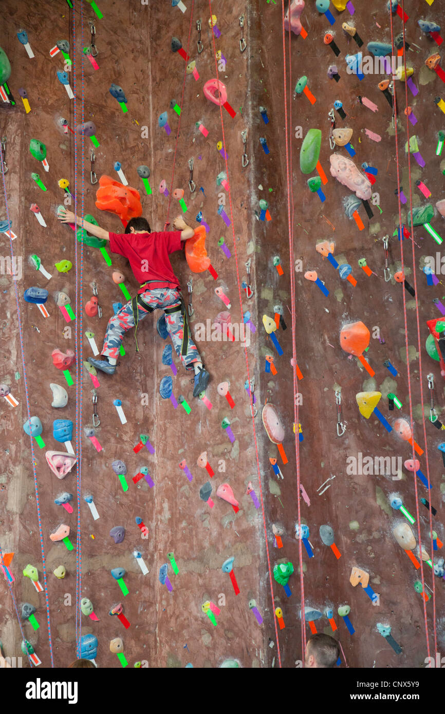 rock climbing at Brooklyn Boulders in NYC Stock Photo Alamy