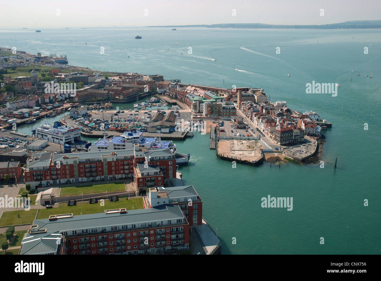 View of Portsmouth Dockyard, from the Spinnaker,Tower. Stock Photo