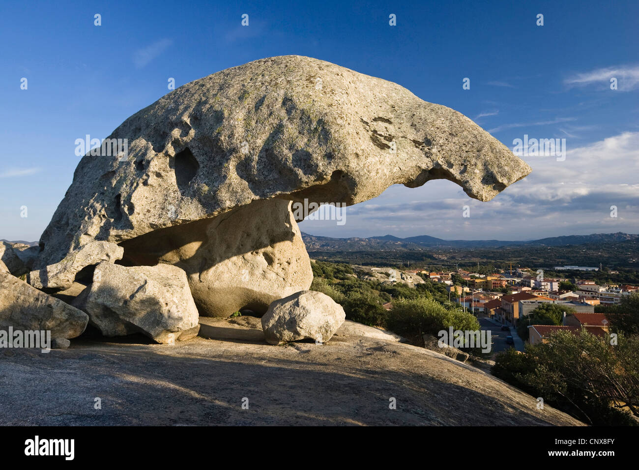 mushroom-shaped rock in Arzachena, Italy, Sardegna Stock Photo