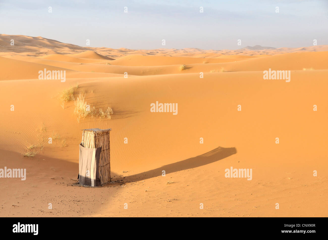 outhouse in the desert, Morocco, Erg Chebbi, Sahara, Merzouga Stock Photo