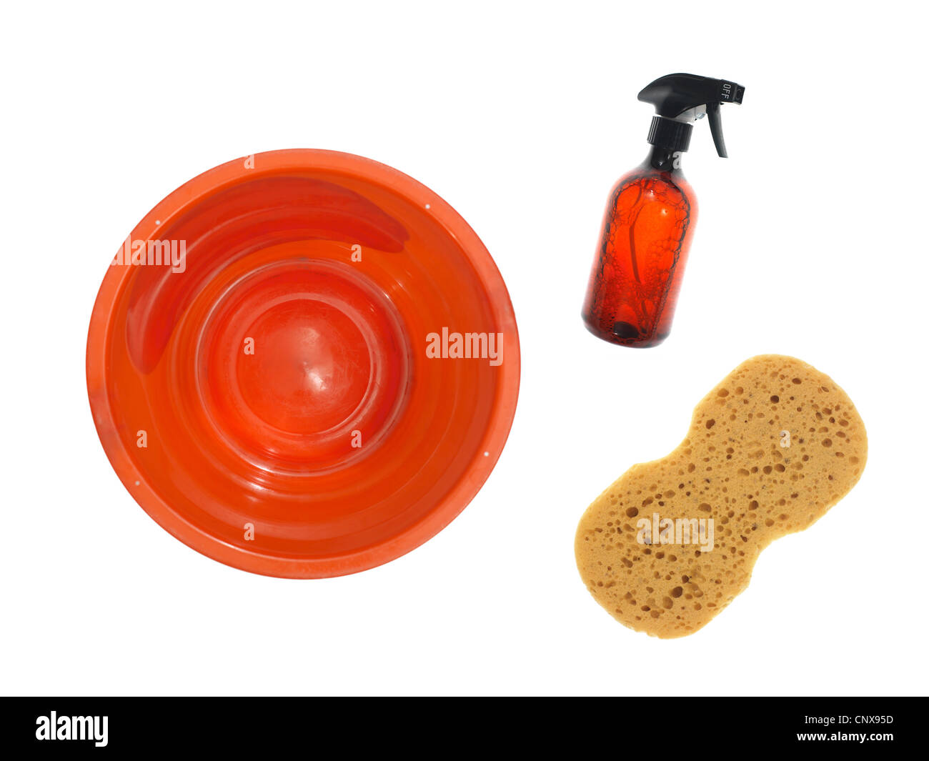 Environmentally safe cleaning products isolated against a white