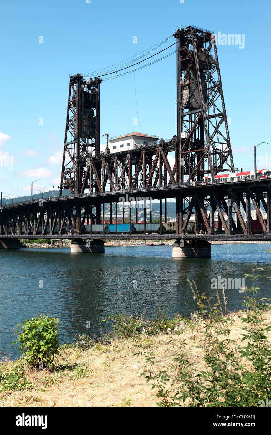 The steel bridge, Portland OR Stock Photo Alamy