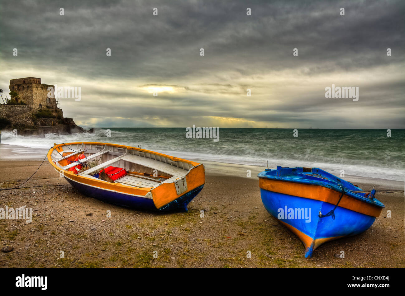 Erchie, italian fishing village : boats in beach Stock Photo