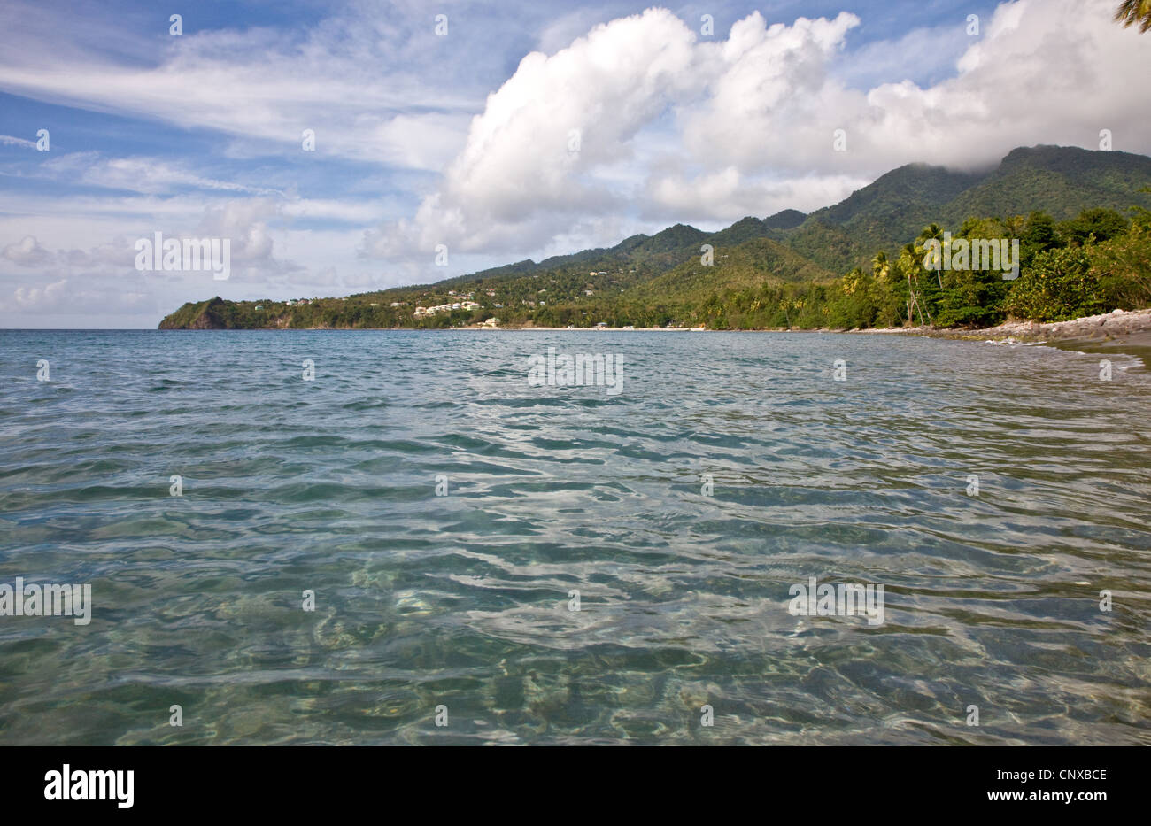 Douglas Bay and Morne aux Diables on the island of Dominica West Indies Stock Photo