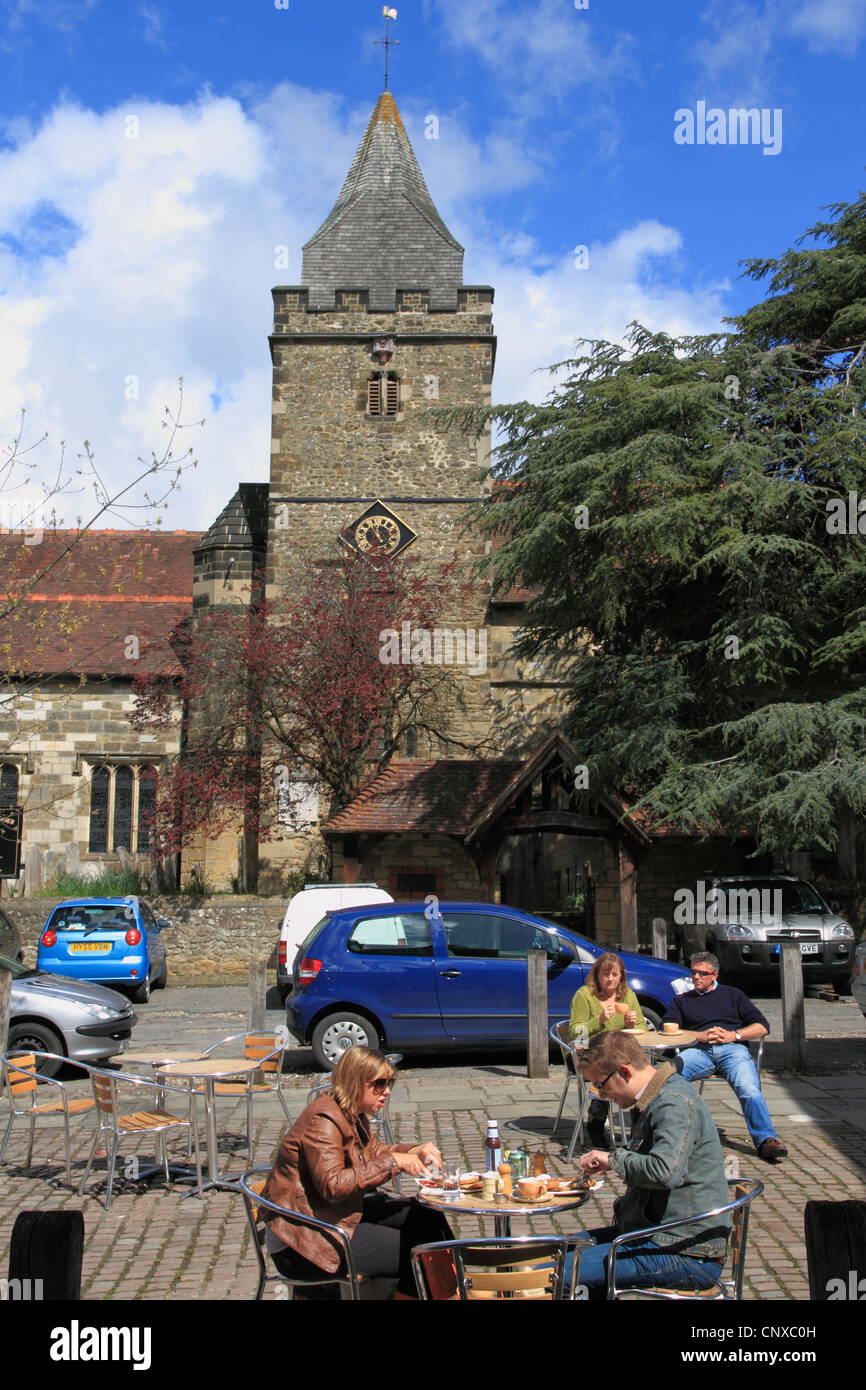 England West Sussex Midhurst church & cafe Stock Photo