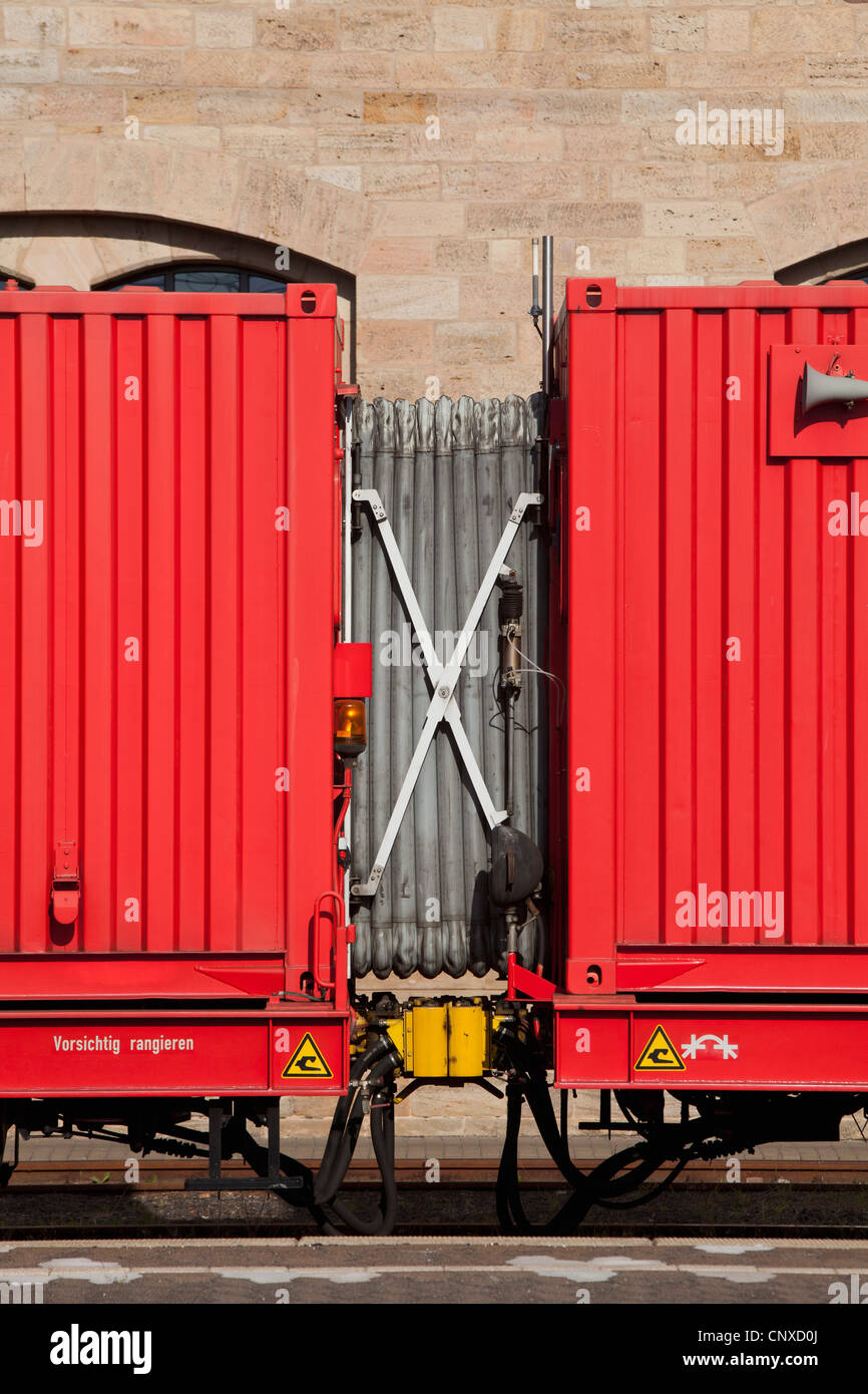The accordion connector between two train cars Stock Photo Alamy