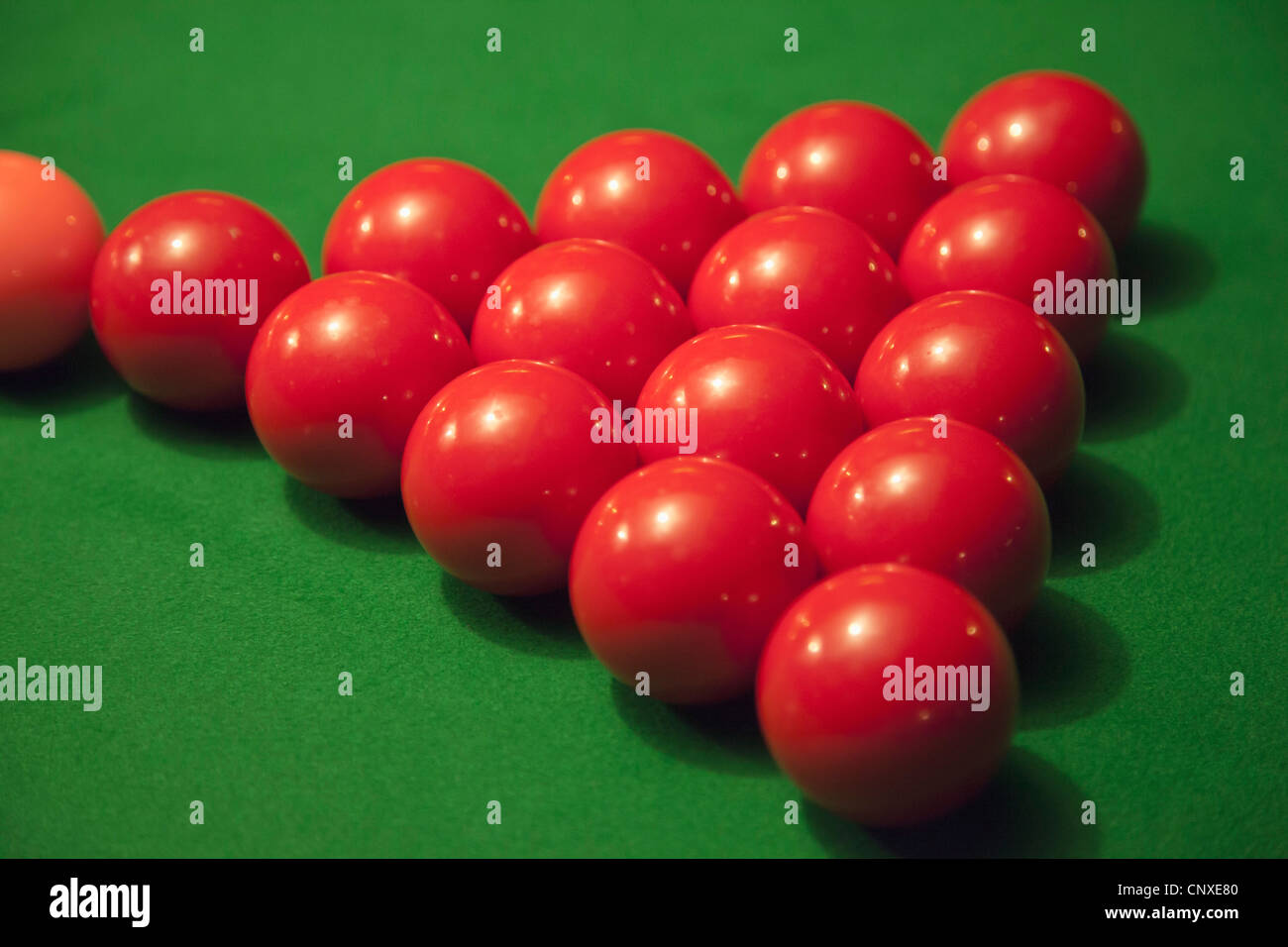 Racked snooker balls on a pool table Stock Photo Alamy
