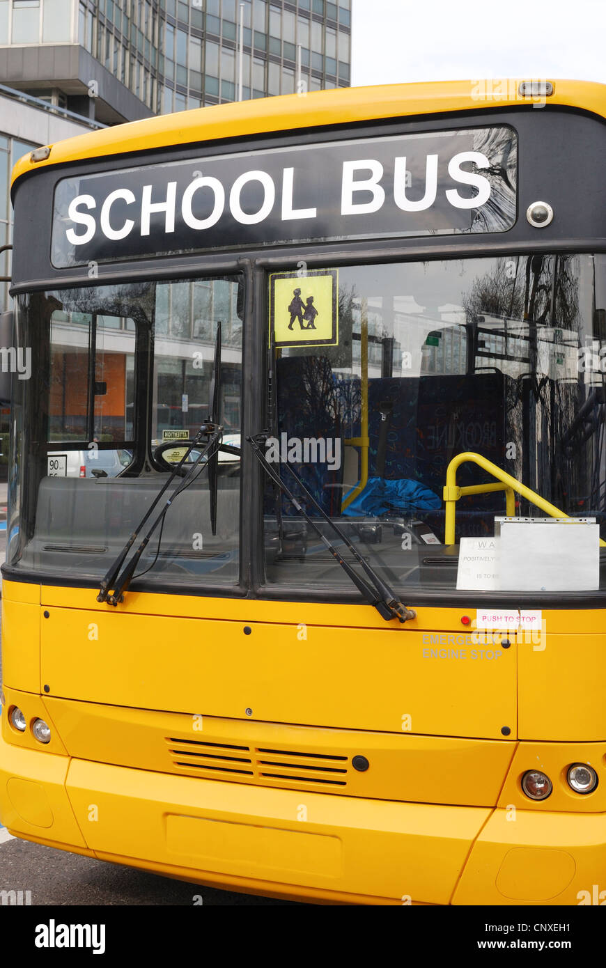 Front of school bus parked in Westminster. London. England Stock Photo ...