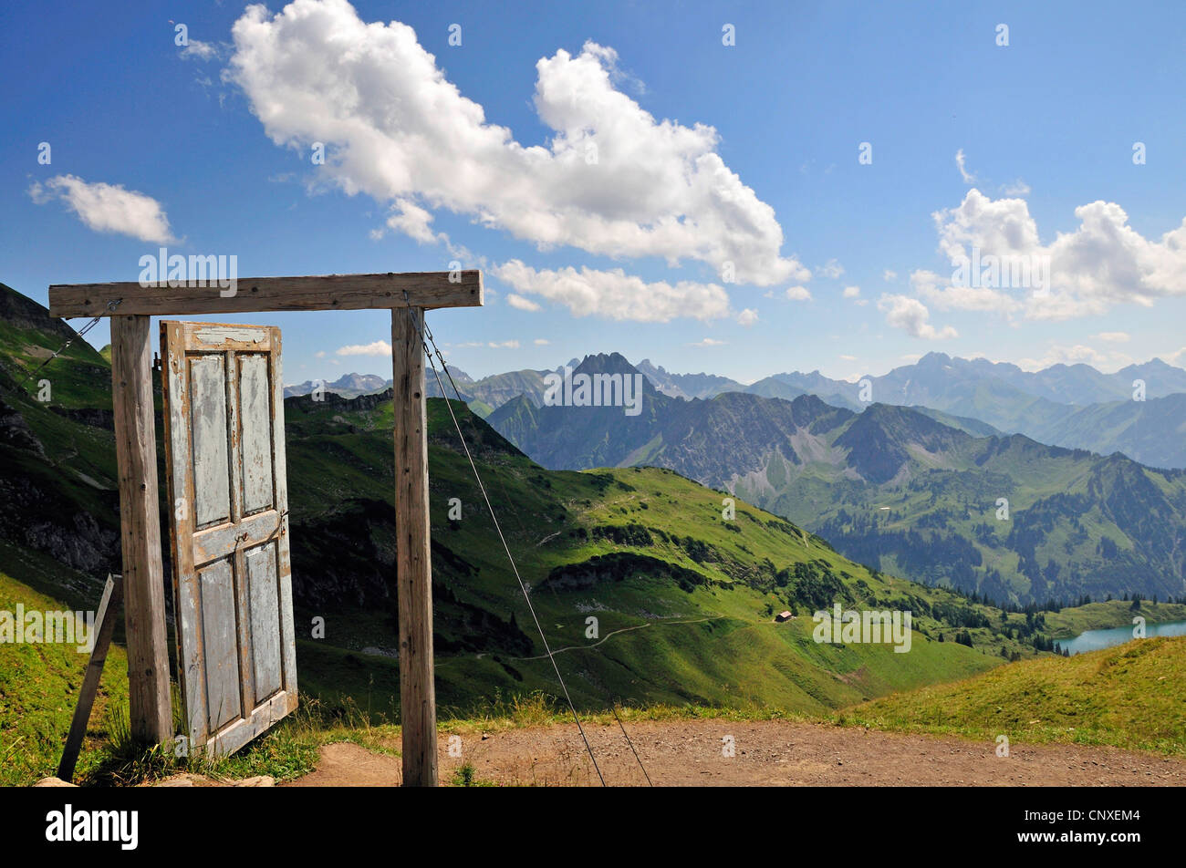 part of the projekt 'Open the door to another world', Porta Alpinae at Nebelhorn, Germany, Bavaria, Allgaeu, Allgaeu Alps Stock Photo