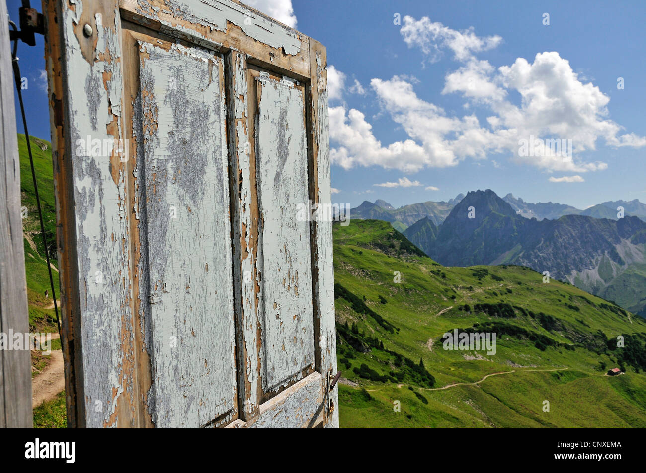 part of the projekt 'Open the door to another world', Porta Alpinae at Nebelhorn, Germany, Bavaria, Allgaeu, Allgaeu Alps Stock Photo