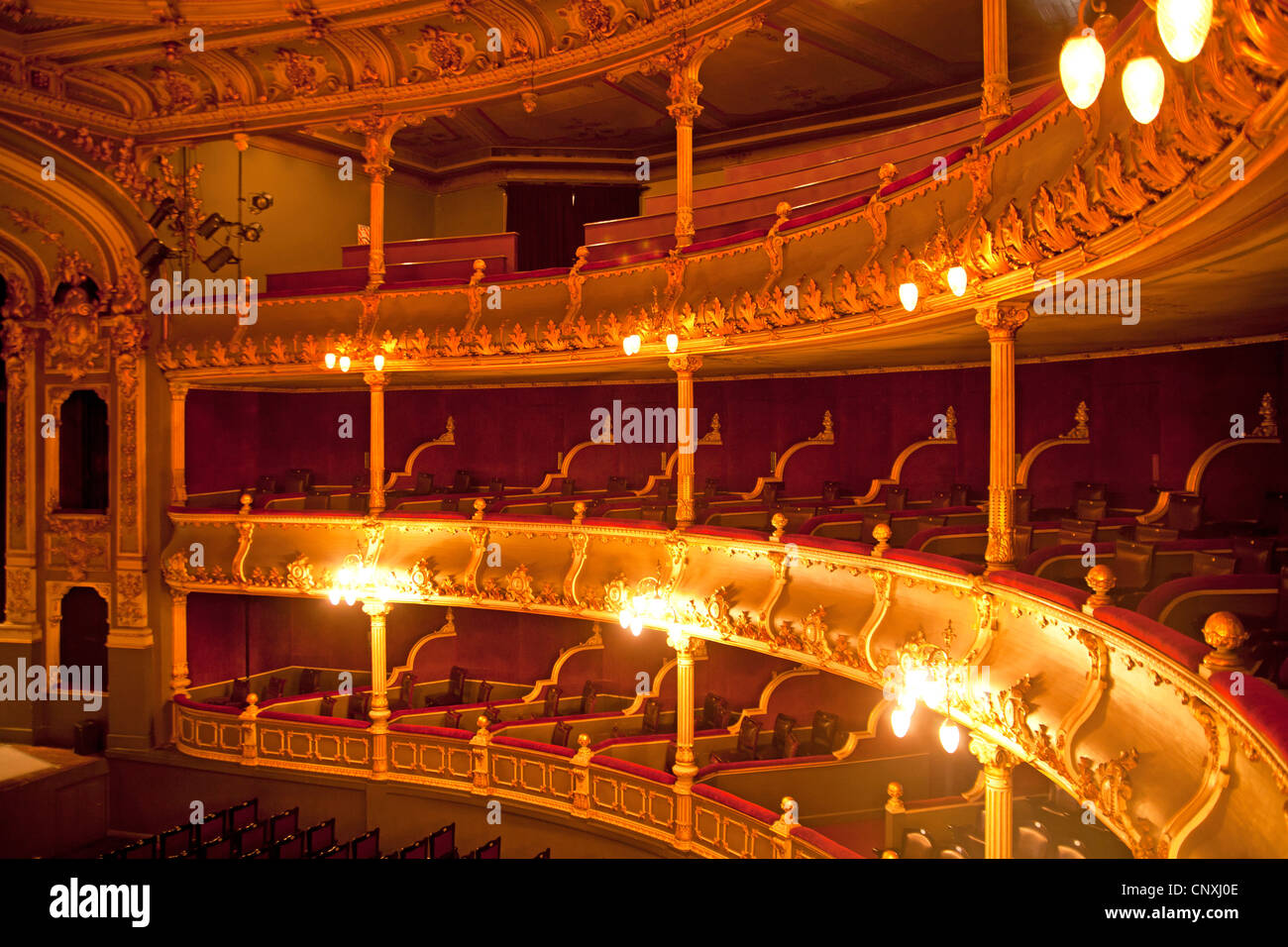 interior of the national theater Teatro Nacional in the capital San Jose, Costa Rica, Central America Stock Photo