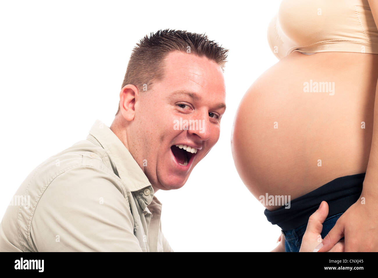 Happy excited expectant father pregnant hi-res stock photography and images  - Alamy