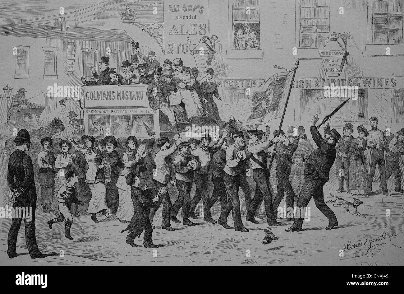 Salvation Army in London, England, historical engraving, 1883 Stock Photo