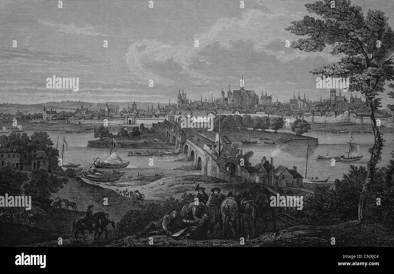 Orleans, France, in 1690, historical engraving, 1883 Stock Photo