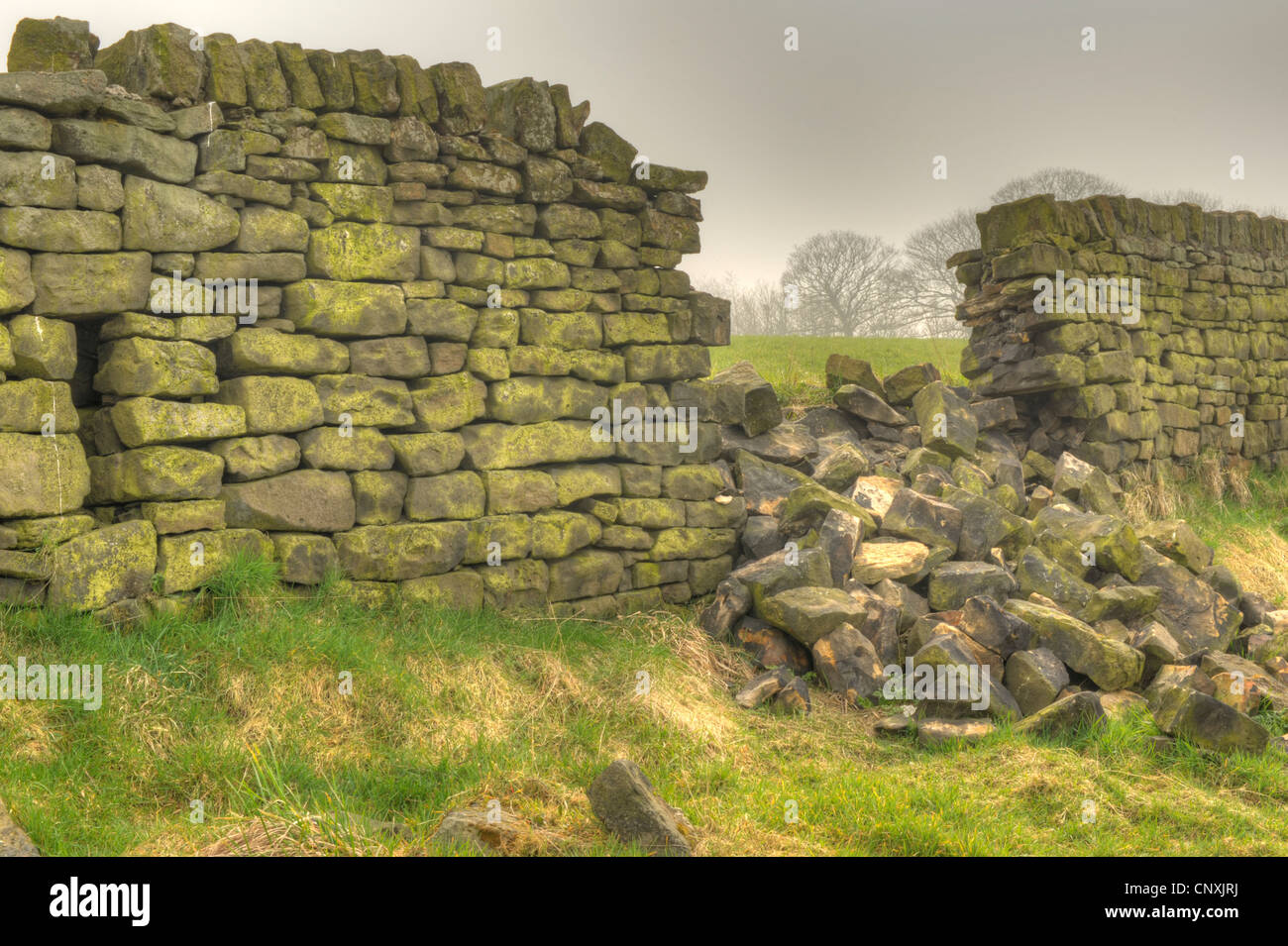 A collapsed dry stone wall Stock Photo Alamy