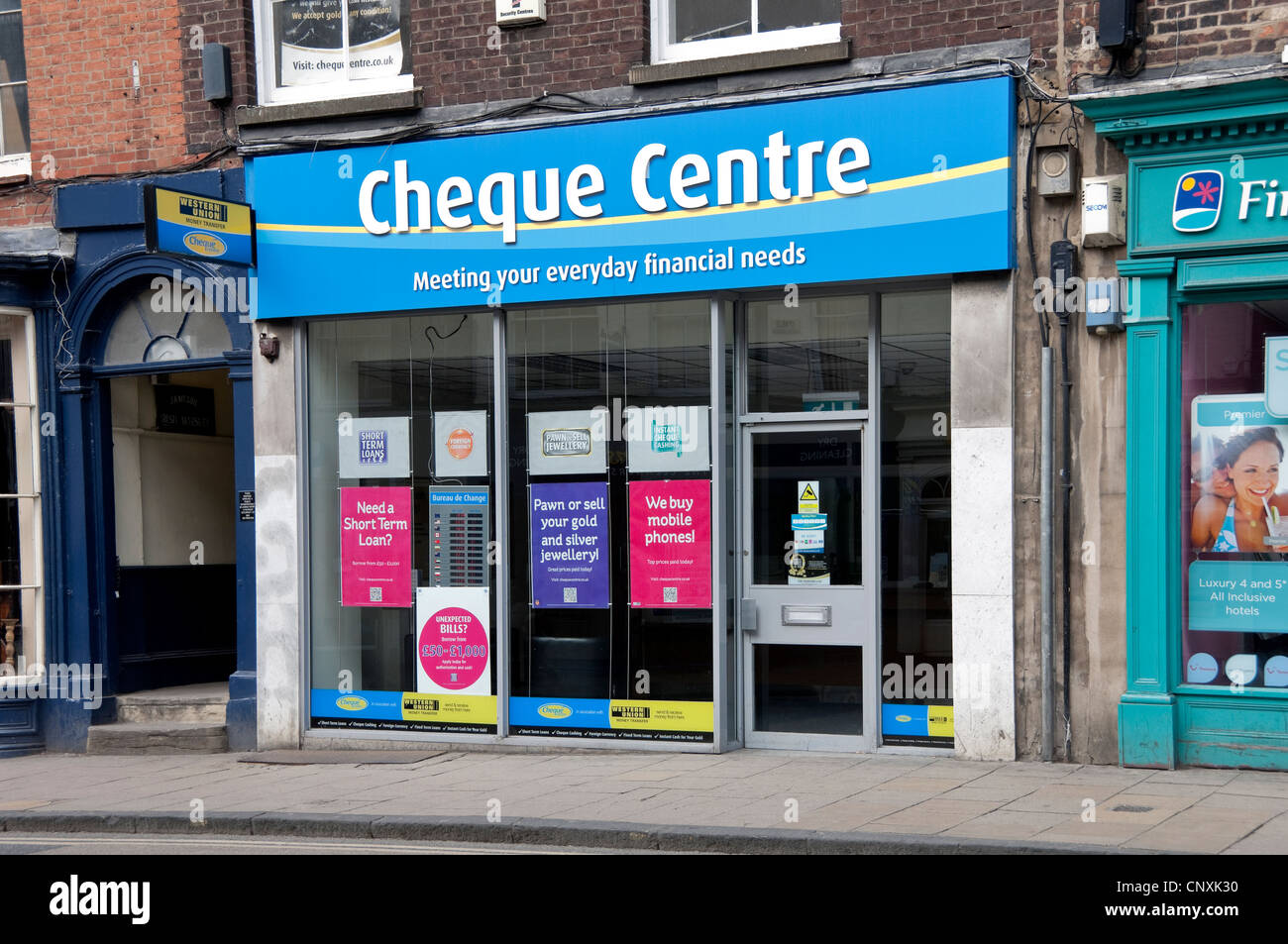 Cheque Centre shop York North Yorkshire England UK United Kingdom GB Great Britain Stock Photo