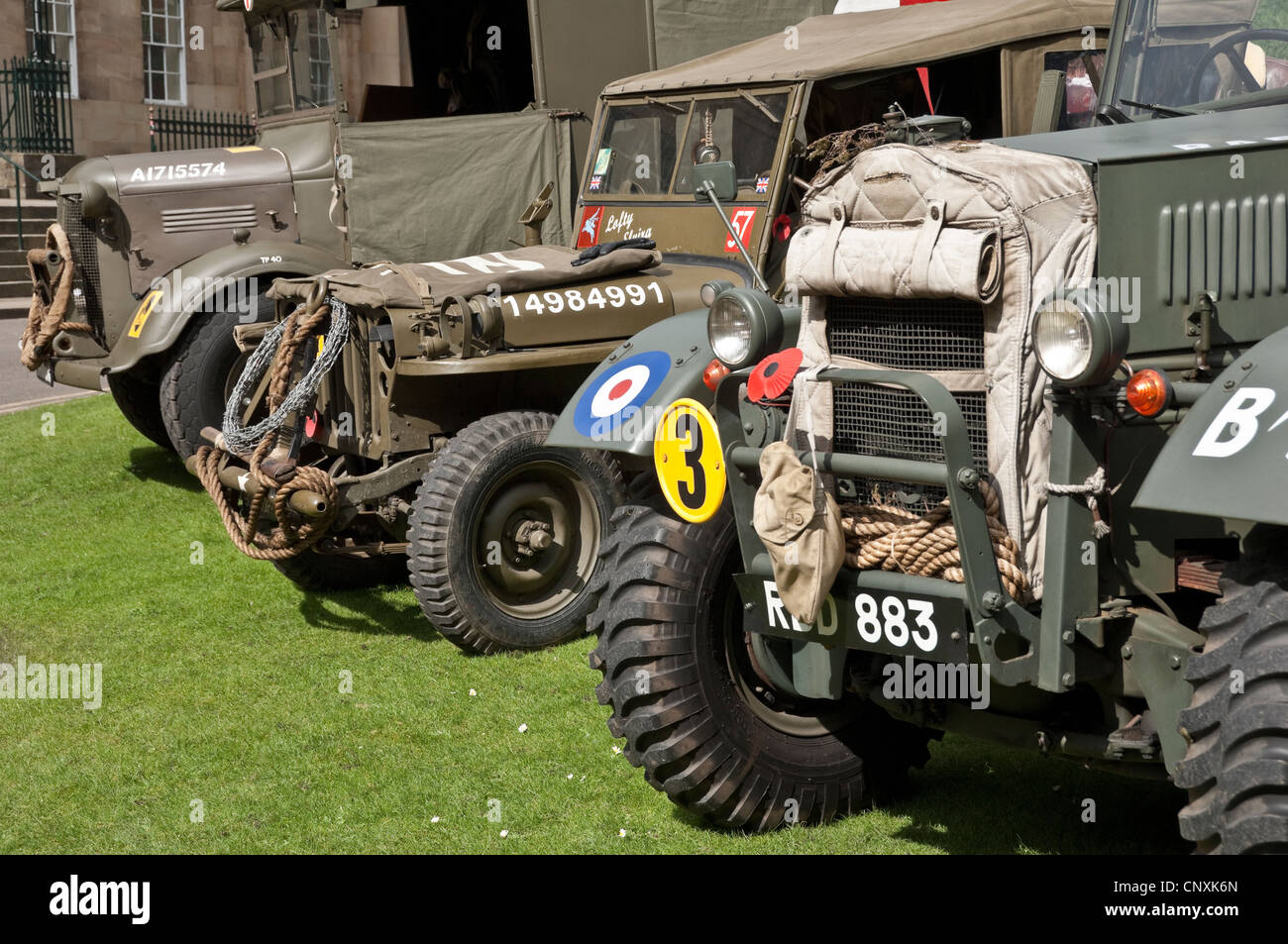 Old vintage Second world war Military Vehicles transport vehicle rally display York North Yorkshire England UK United Kingdom GB Great Britain Stock Photo