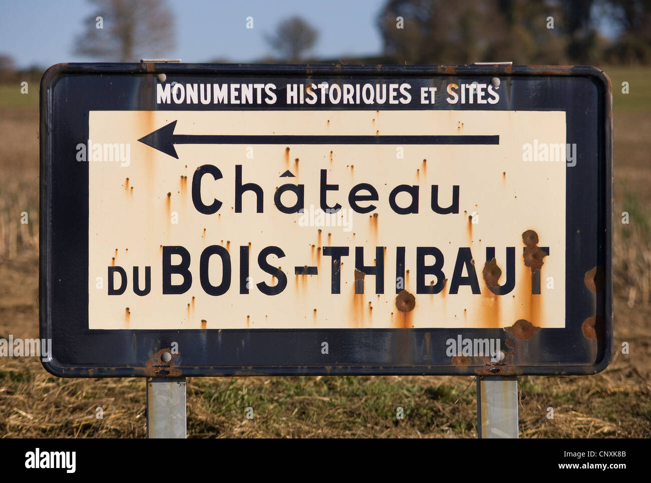 Sign At Chateau Du Bois Thibault At Lassay Les Chateaux In The Mayenne 53 Department Of France Stock Photo Alamy