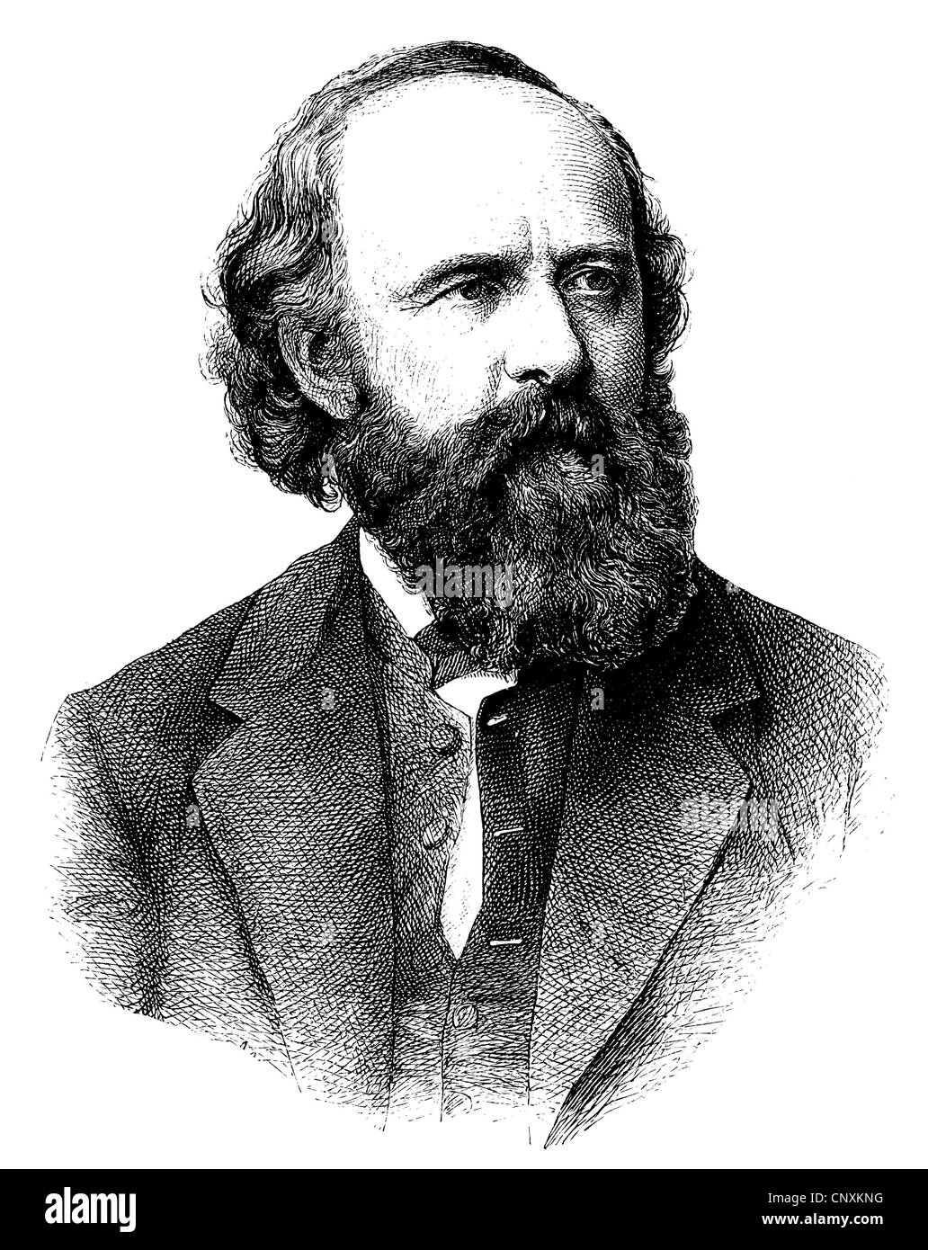 Johannes Schilling, 1828 - 1910, a German sculptor, historical engraving, 1883 Stock Photo