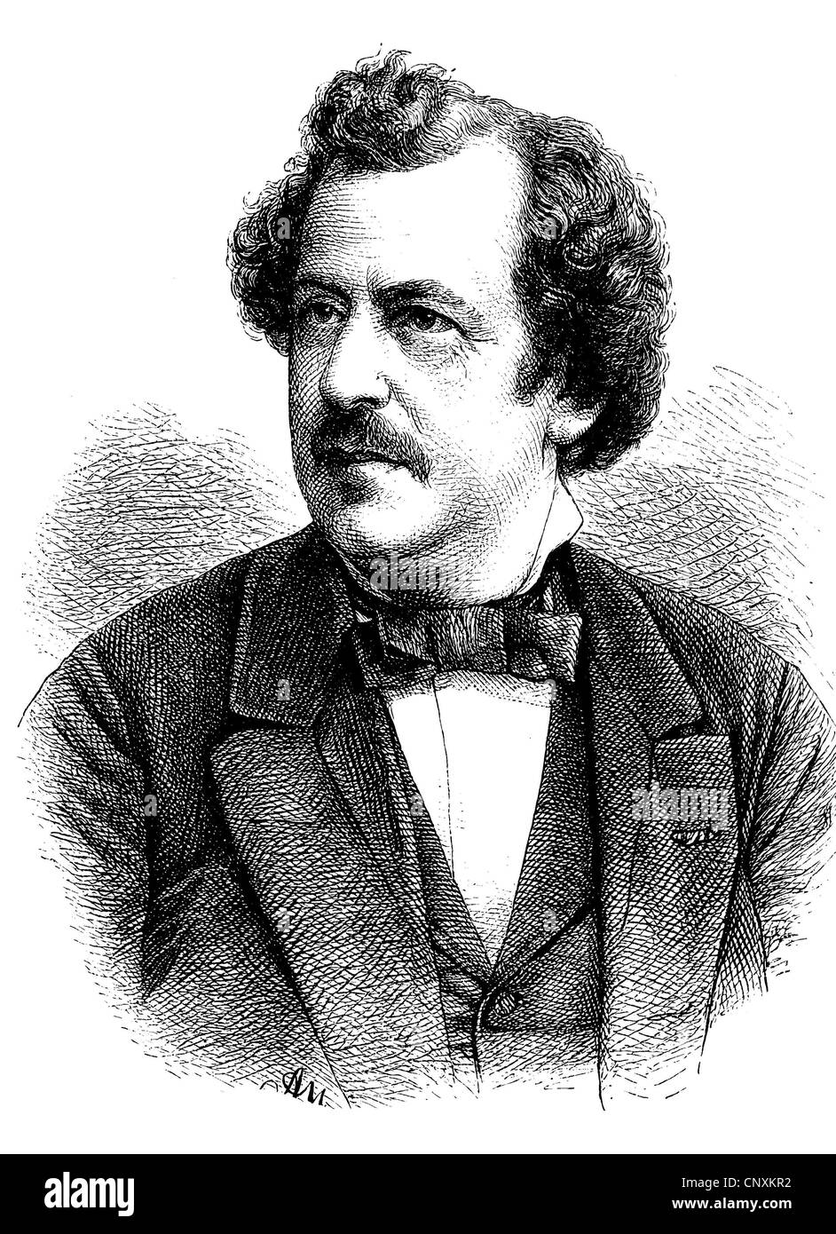 Otto Devrient, 1838 - 1894, a German actor and playwright, historical engraving, 1883 Stock Photo