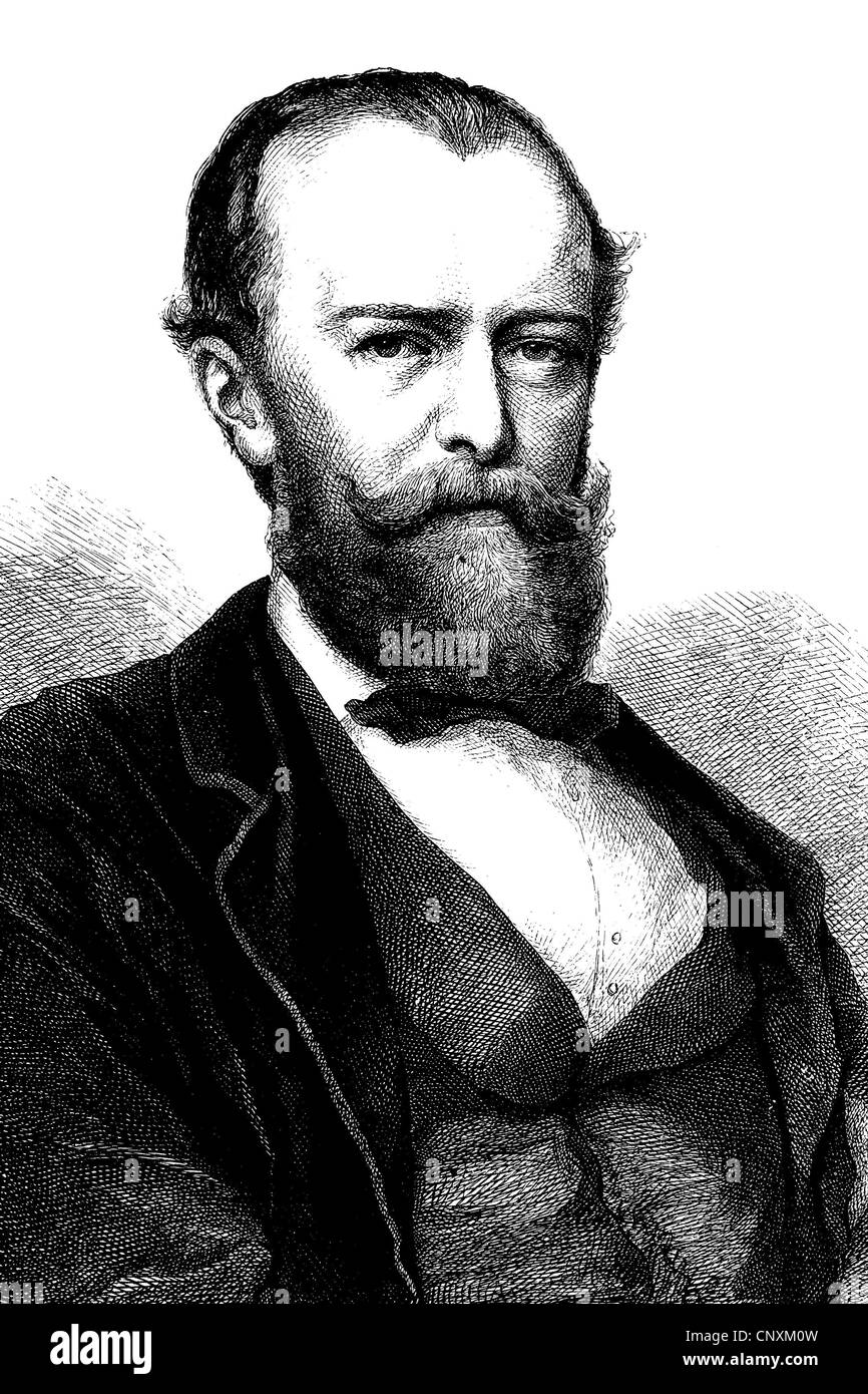 Julius Wolff, 1834 - 1910, a German poet and writer, historical engraving, 1883 Stock Photo