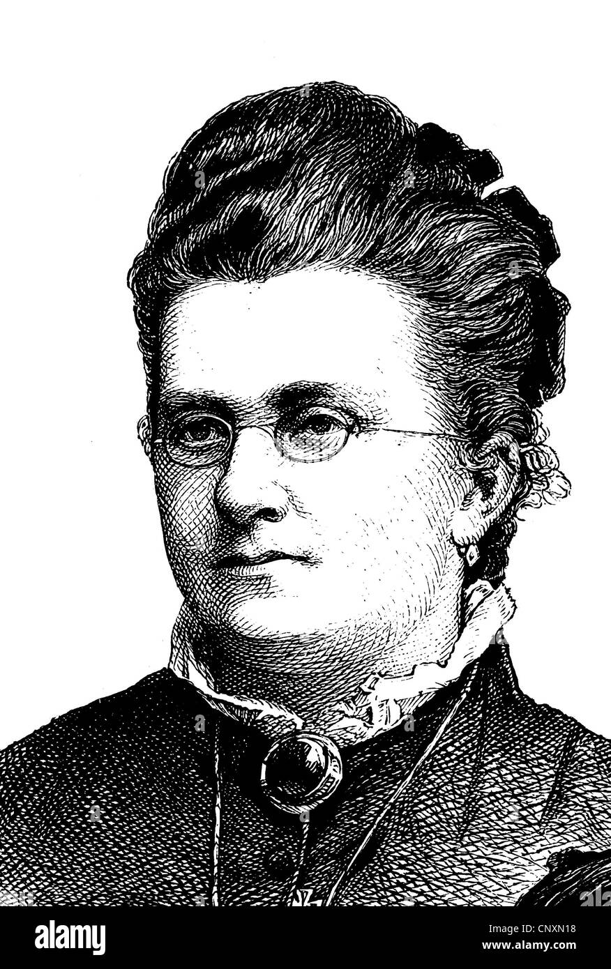Lina Morgenstern, 1830 - 1909, a German writer, feminist and social activist, historic engraving, 1883 Stock Photo