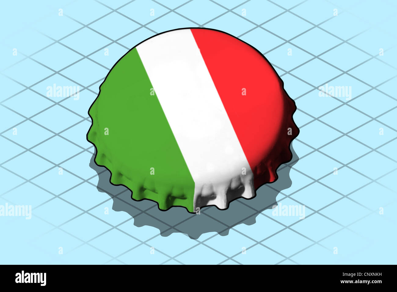 ISOMETRIC FLAG - Italy flag on a bottle cap Stock Photo
