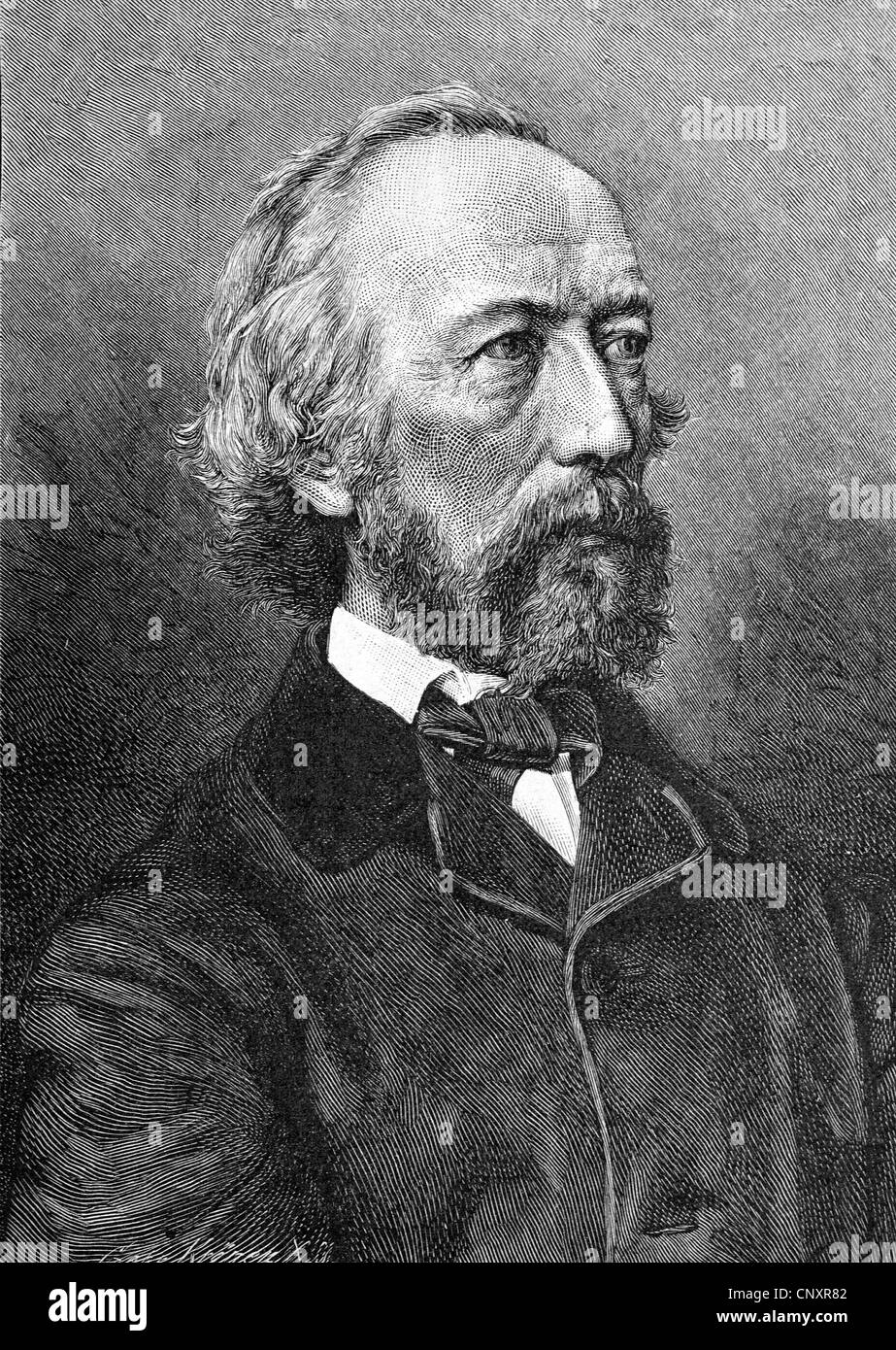 Klaus Groth, 1819 - 1899, one of the most famous Low German poets and writers, historical engraving, about 1888 Stock Photo