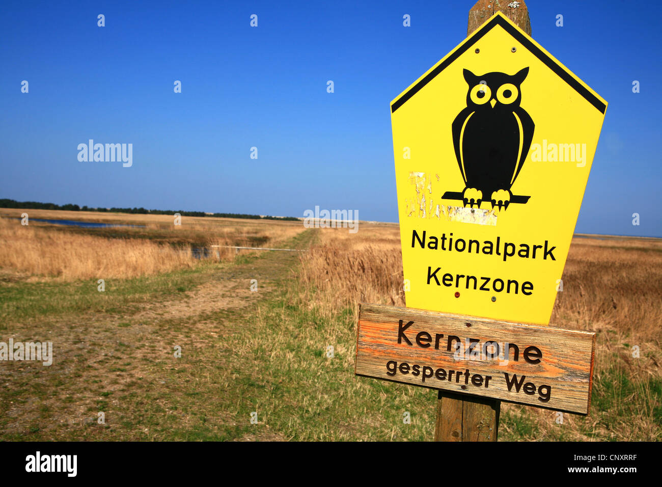sing of the national park, Germany, Mecklenburg-Western Pomerania, Western Pomerania Lagoon Area National Park, Zingst Stock Photo