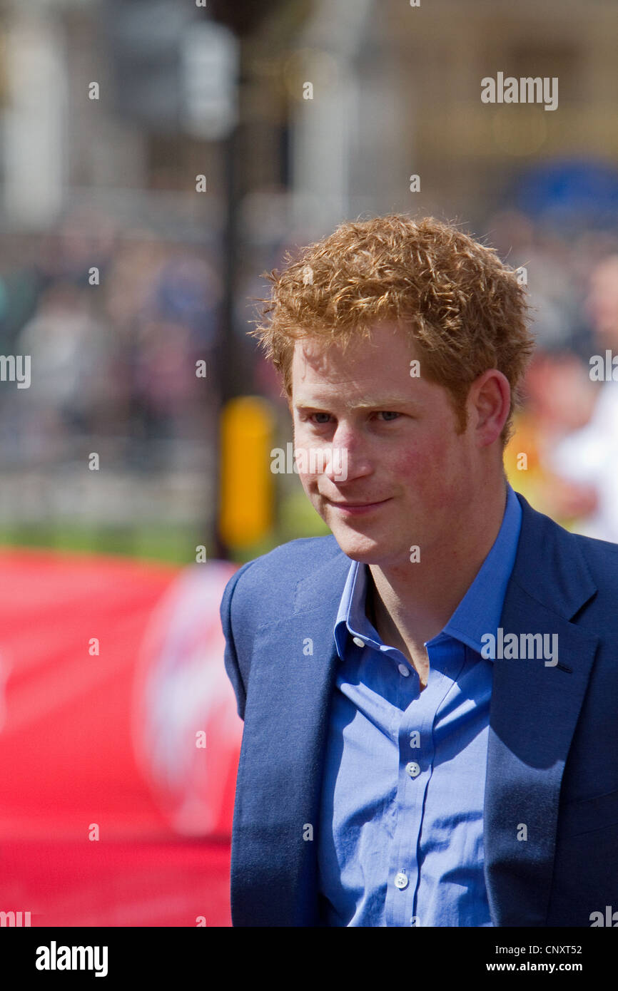 Prince Harry At The London Marathon 2012 Stock Photo