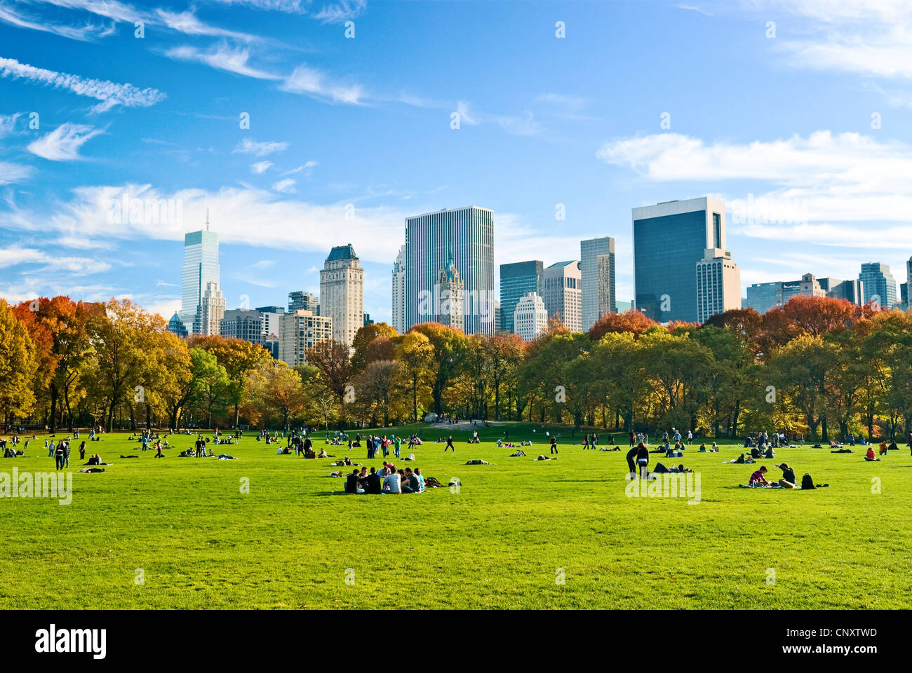 Central Park Sheep Meadow New York Autumn Stock Photo