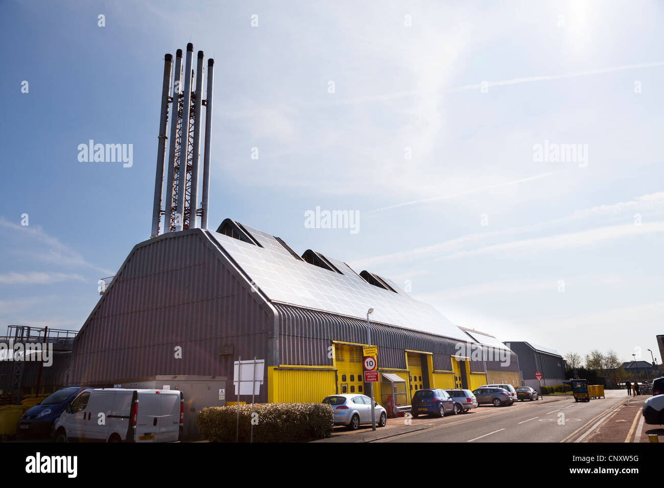 industrial solar panels on hospital plant room Stock Photo Alamy