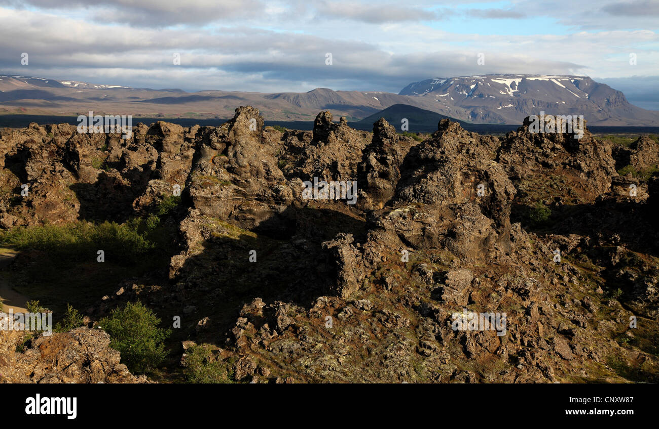 tuff formations of Dimmuborgir, Iceland, Myvatn Stock Photo