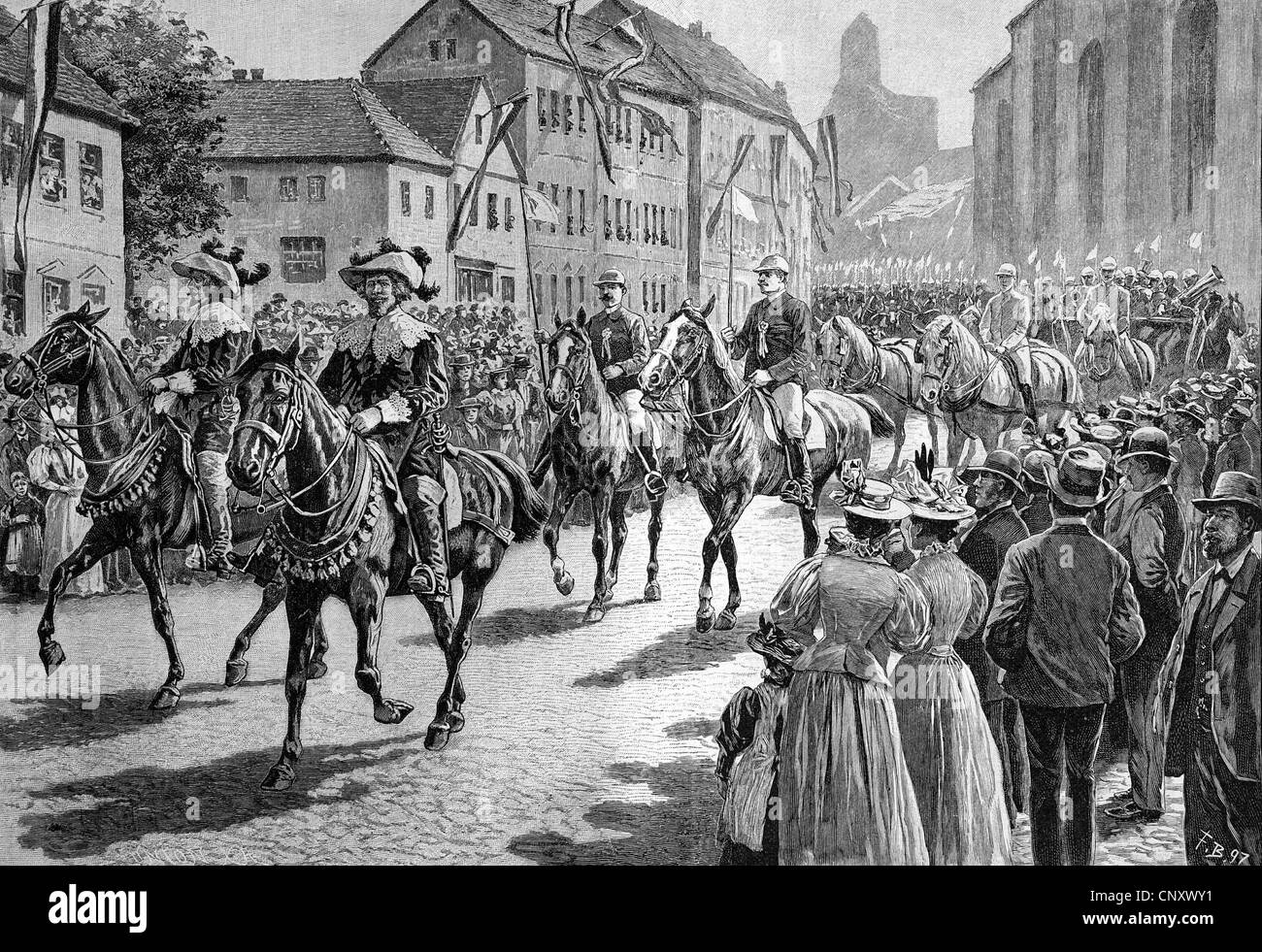 Ringreiterfest gymkhana, Alsen, Sonderborg, Denmark, historic wood engraving, about 1897 Stock Photo