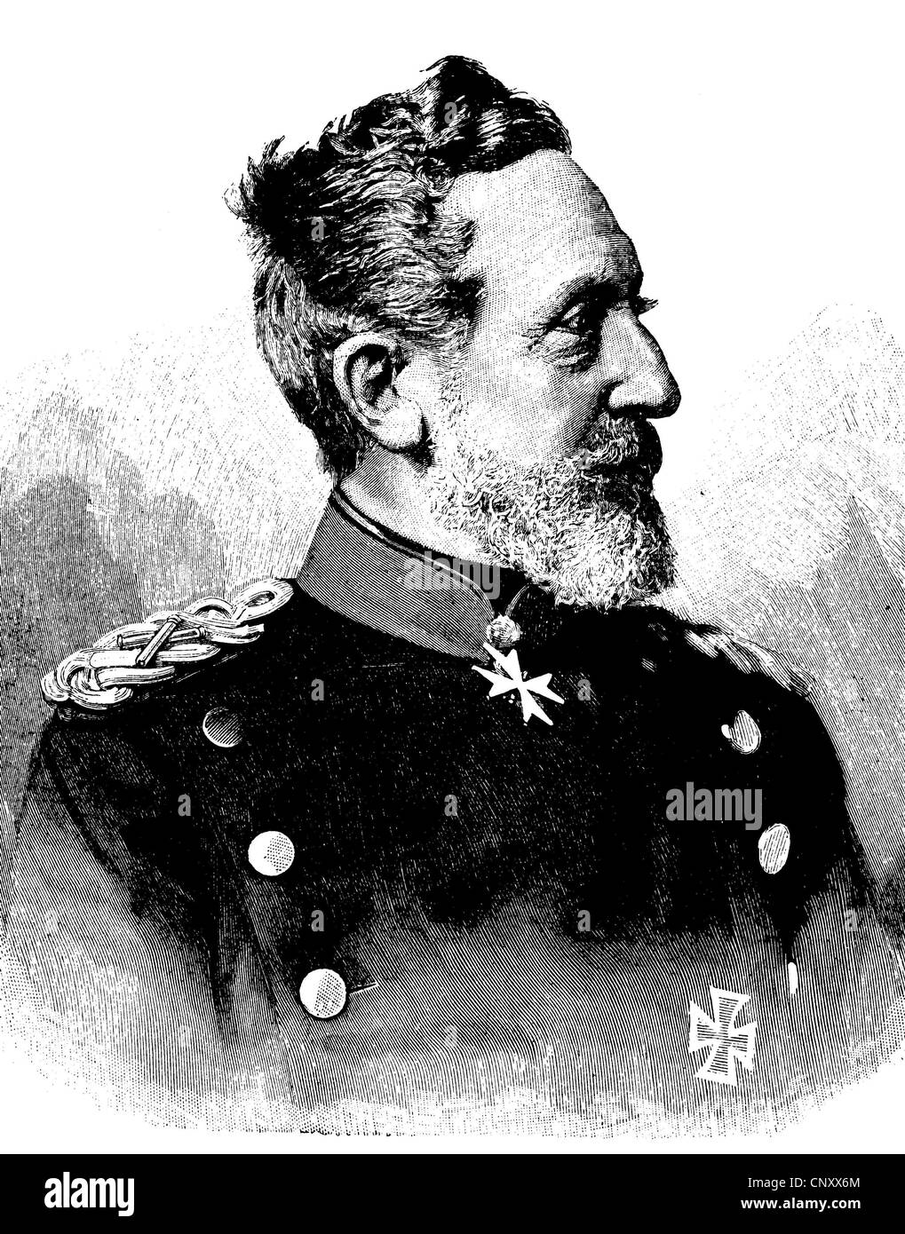Leonhard Graf von Blumenthal, 1810 - 1900, a Prussian Field Marshal, historic wood engraving, about 1897 Stock Photo