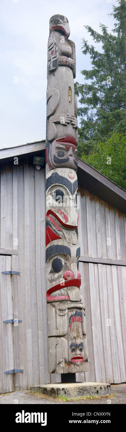 Totem pole, near carving shed, Prince Rupert, British Columbia, Canada Stock Photo