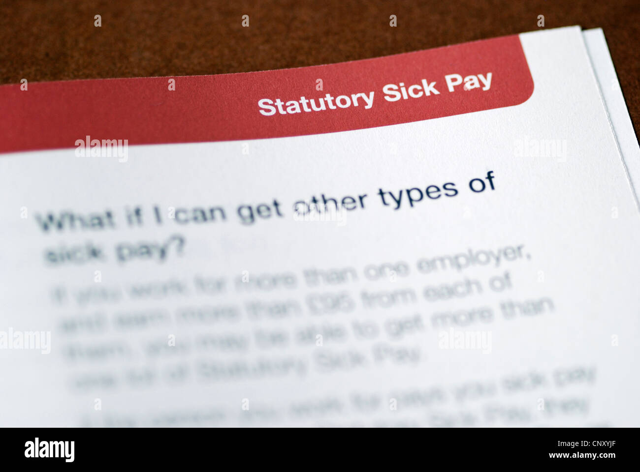 UK Statutory Sick Pay guide Stock Photo