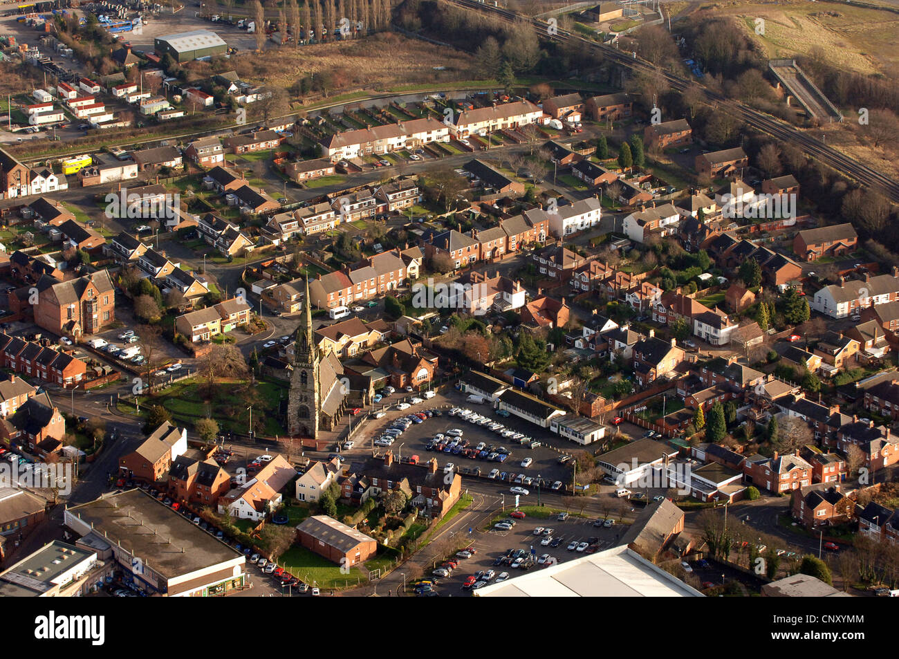 Aerial view Rugeley in Staffordshire England Uk Stock Photo